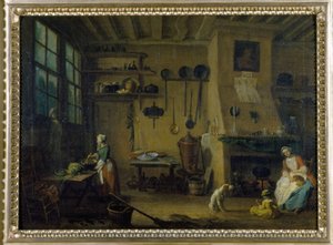 Cocina burguesa - pintura por J.B Lallemand (1716-1803), finales del siglo XVII, Museo de Bellas Artes de Dijon.