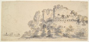 paisaje italiano con ruinas de Jean Baptiste Lallemand