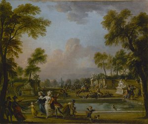 El príncipe de Lambesc entrando por la fuerza en los jardines de las Tullerías, 12 de julio de 1789, c. 1789 de Jean Baptiste Lallemand