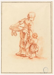Dibujo, Una mujer guiando a un niño, 1750-75 de Jean Baptiste Le Prince