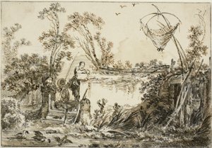 Estudio para el Frontispicio de Varie Vedute del Gentile, c.1755 de Jean Baptiste Le Prince