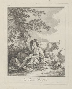 La joven pastora, lámina dos de Divers Habillements des Peuples du Nord, 1765 de Jean Baptiste Le Prince