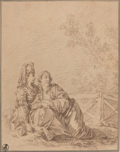 Dos rusos sentados en el paisaje de Jean Baptiste Le Prince