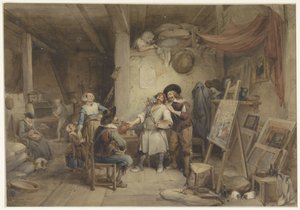 Adriaen Brouwer con su alumno J. van Craesbeek de Jean Baptiste Madou