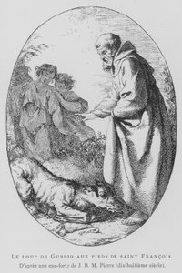 El Lobo de Gubbio a los pies de San Francisco de Asís de Jean Baptiste Marie (after) Pierre