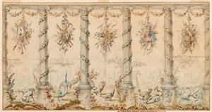 Dibujo, Proyecto de tapiz dedicado a la vida en el campo, 1780-95 de Jean Baptiste Marie Huet