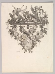 Viñeta con esfinges y putti, 1779 de Jean Baptiste Marie Huet