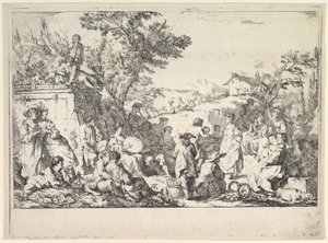 El Festival del Pueblo, Fête de village dans la campagne romaine, ca. 1735-40 de Jean Baptiste Marie Pierre