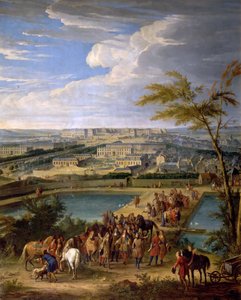 Vista de la ciudad y el Palacio de Versalles, vista desde la colina Montbauron de Jean Baptiste Martin