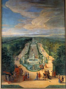 Vista del bosquecillo de la Galería de los Antiguos en los jardines de Versalles. Pintura de Jean-Baptiste Martin (el Viejo) (1659-1735) Alrededor de 1688. Versalles, museo del castillo de Jean Baptiste Martin