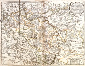 Mapa de Renania-Palatinado y parte de Baviera (Alemania) (Grabado)