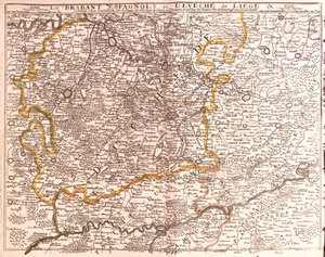 Mapa del Brabante Español (Brabante Flamenco y Valón) y la diócesis de Lieja (Bélgica)