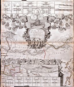Mapa del Canal du Midi, con sus acueductos (Grabado) de Jean Baptiste Nolin