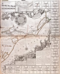 Mapa del Canal du Midi, con sus acueductos de Jean Baptiste Nolin