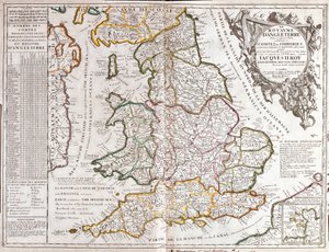 Mapa del Reino de Inglaterra, bajo el reinado de Jacobo II