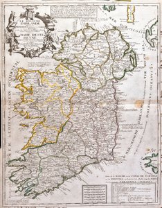 Mapa del Reino de Irlanda, dedicado a María de Este (1658-1718), Reina de Inglaterra, Escocia e Irlanda de Jean Baptiste Nolin