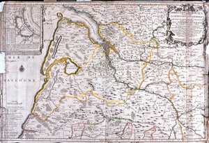 Mapa del área alrededor de Burdeos (Francia) (Grabado)
