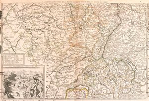 Mapa del área alrededor del Rin (Alemania, Suiza, Francia)