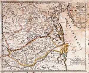 Mapa del área de Padua y Polesine (Italia) de Jean Baptiste Nolin