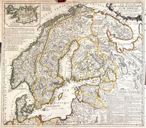 Mapa de los reinos de Noruega, Suecia y Dinamarca de Jean Baptiste Nolin