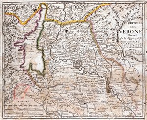 Mapa del territorio de Verona (Véneto, Italia) (grabado) de Jean Baptiste Nolin