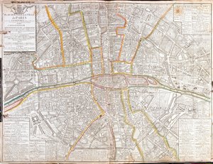 Mapa de rutas de París y sus suburbios de Jean Baptiste Nolin