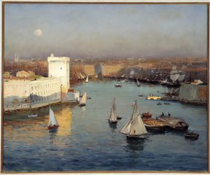 Vista del Puerto Viejo de Marsella desde el Faro Pintura de Jean Baptiste Olive (1848-1936) Dim. 50x73 cm Mención obligatoria: Colección fundación regards de provence, Marsella de Jean Baptiste Olive