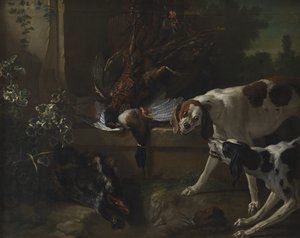 Perros con aves silvestres y caza de Jean Baptiste Oudry