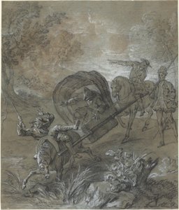 La Rancune en camilla, abatido en el lodazal de Jean Baptiste Oudry