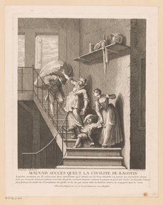 Ragotin conoció a dos damas en una trampa Mal éxito que tuvo el civismo de Ragotin (título sobre objeto) Escenas de Roman Comique van Scarron (título de la serie) de Jean Baptiste Oudry