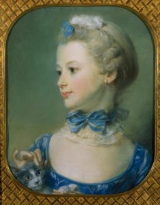 La niña con el gato (Retrato de la Srta. Huquier) de Jean Baptiste Perronneau