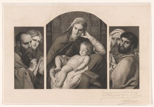 Tríptico: María con Cristo en su regazo, y dos grupos de dos apóstoles de Jean Baptiste Pierre Michiels (signed by artist)