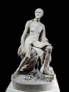 François-Marie Arouet conocido como Voltaire desnudo (1694-1778) Escultura de mármol de Jean-Baptiste Pigalle (1714-1785) 1776. París, Museo del Louvre