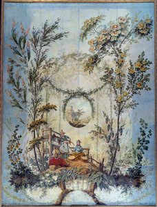 Chinoiserie: Panel decorativo que representa una escena china, dirigido por Jean Pillement (1728-1808)