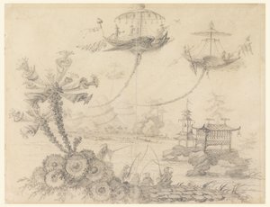 Dibujo, Fantasía Chinoiserie, 1770-90 de Jean Baptiste Pillement