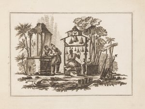 Figura tocando campanas, de "Nouveau Cahier de Six Feuilles De Différents Sujets Chinois Historiés"