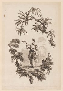 Figura Tocando Instrumento Musical Bajo una Rama de Jean Baptiste Pillement