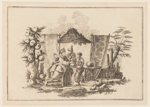 Figuras con una Calabaza, de "Nouveau Cahier de Six Feuilles De Différents Sujets Chinois Historiés"