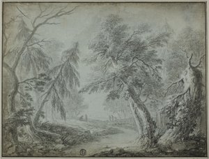 Bosque con arroyo y figuras de Jean Baptiste Pillement