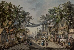 Escena de mercado en un puerto oriental imaginario, c. 1764 (óleo sobre lienzo)