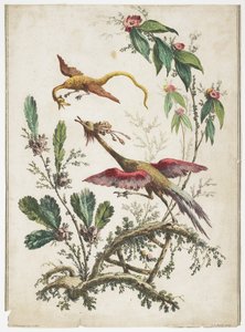 Ornamento. Chinoiserie. Flores y pájaros. de Jean Baptiste Pillement