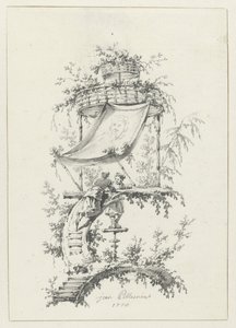 Composición ornamental en estilo chinoiserie. Diseños ornamentales en estilo chinoiserie para Deuxième Cahier de six Baraques Chinoises (título de la serie) de Jean Baptiste Pillement