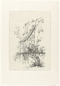 Composición ornamental en estilo chinoiserie. Diseños ornamentales en estilo chinoiserie para Deuxième Cahier de six Baraques Chinoises (título de la serie) de Jean Baptiste Pillement
