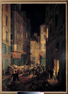 Episodio de la revolución de 1830, día de julio, Luis Felipe, Duque de Orleans, llegando al Palais-Royal la noche del 30 de julio de 1830 de Jean Baptiste Prudent Carbillet