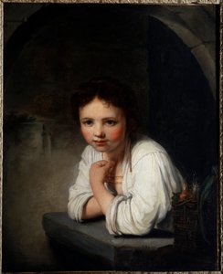Retrato de una niña en la ventana