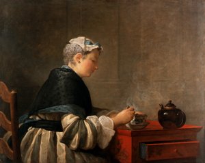 Una dama tomando té, 1735 de Jean Baptiste Simeon Chardin