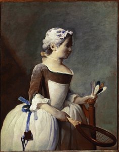 Niña con raqueta y volante de Jean Baptiste Simeon Chardin