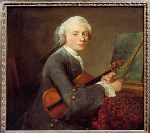 El joven con violín o retrato de Charles Theodose Godefroy (1718-1796) de Jean Baptiste Simeon Chardin