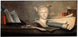 Naturaleza muerta con atributos de las artes, siglo XVIII de Jean Baptiste Simeon Chardin