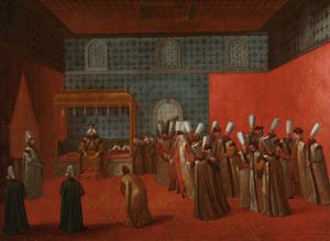 El embajador Cornelis Calkoen en su audiencia con el sultán Ahmed III
El embajador Cornelis Calkoen en su audiencia con el sultán Ahmed III, 14 de septiembre de 1727